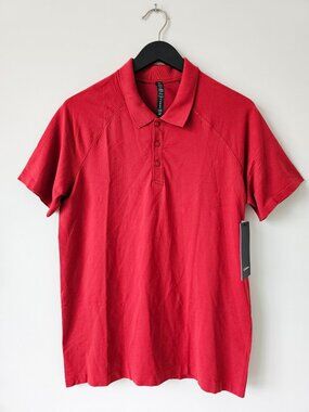 NWT LULULEMON SPED/SPED Red Metal Vent Tech Polo Shirt Top Men's Large